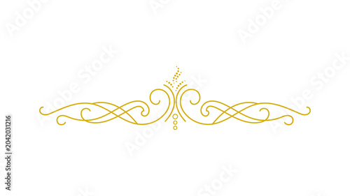 Elegant golden vintage calligraphic divider isolated on transparent background