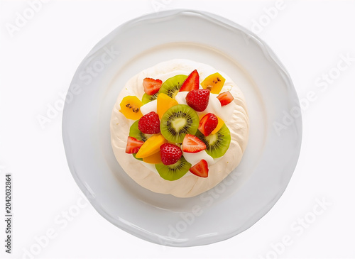Colorful Fresh Fruit Dessert Arrangement on White Plate