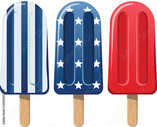 Popsicles with American Flag Design Fourth of July Summer 