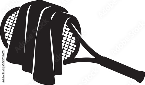 Canvastavla Towel silhouette draped over racket
