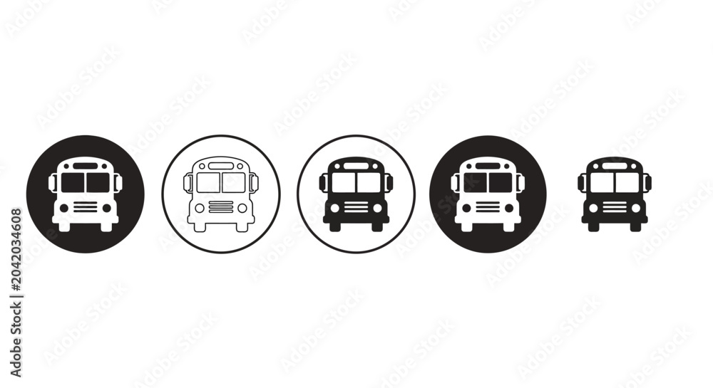 Fototapeta premium bus icons in flat black and white