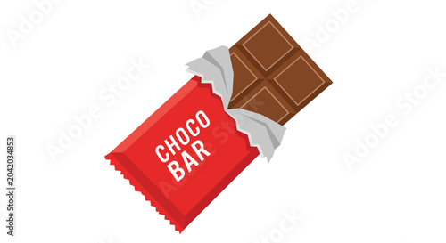Fotografía chocolate bar with red wrapper vector illustration