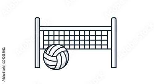 Volleyball and net illustration sport equipment graphic on white background