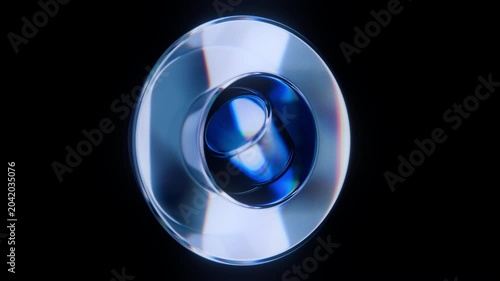 Glass Torus Deep Blue Iridescent Rotating Seamless Loop Animation 3D Render