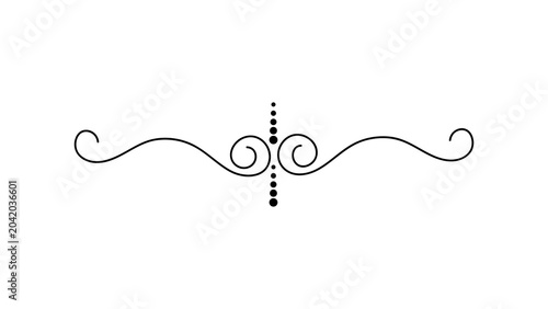 Elegant vintage decorative flourish divider with swirls and dots isolated on transparent background