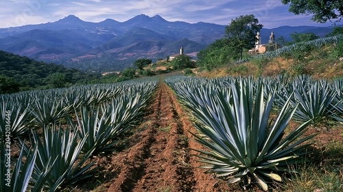 Agave plants grow on fertile land in Jalisco, Mexico's mountains. Farmers sow these plants to make mezcal liquor.