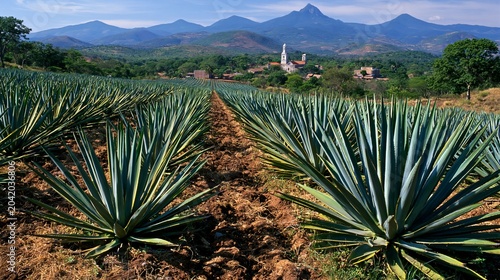 Agave plants grow on fertile land in Jalisco, Mexico's mountains. Farmers sow these plants to make mezcal liquor.