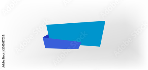 Blue folded ribbon badge with a horizontal banner, suitable for use as a label, sticker, or price tag.