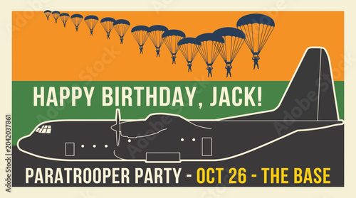Photos Paratrooper Silhouette Birthday Party Poster