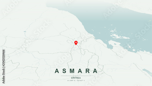 Tableau sur toile Modern minimalist vector map of Asmara, Eritrea