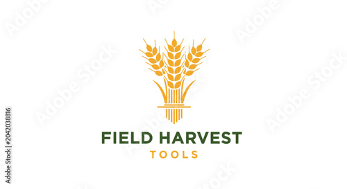 Wheat bundle illustration for agriculture industry concept on white background