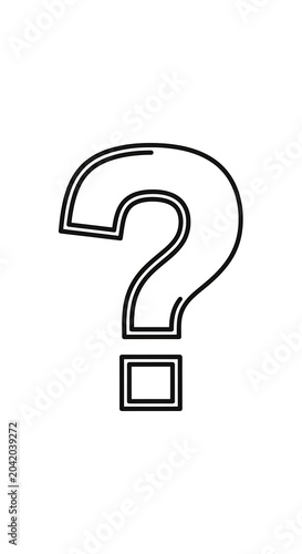 Black Outline Question Mark Symbol Centered on White Background