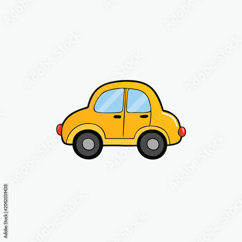 simple and cute yellow cartoon car icon template