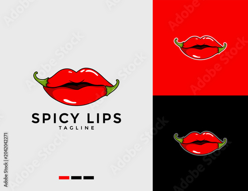 Spicy lips logo. sexy red lips