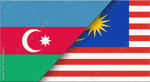 Photography Flag of Azerbaijan and Malaysia - 3D illustration