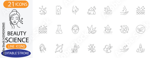 Canvastavla Beauty Science line icon set, Editable Stroke Icons.