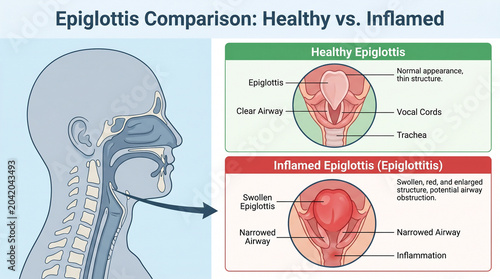 Comparison of healthy versus inflamed epiglottis anatomy chart
