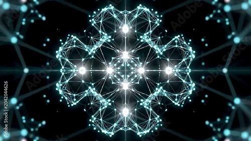 Abstract Deep Cyber Plexus Network with Pulsing Cyan Light Nodes