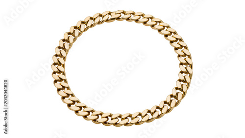Fotografía Gold curb chain bracelet polished metal links, jewelry accessory