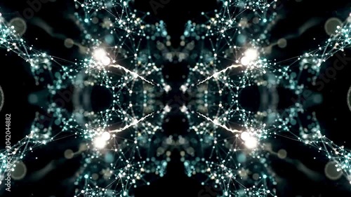 Abstract Deep Cyber Plexus Network with Pulsing Cyan Light Nodes