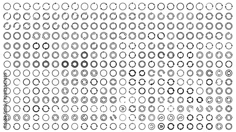 © Velora Arts - Set of circular arrow icons, reload, refresh, rotation, sync and update signs