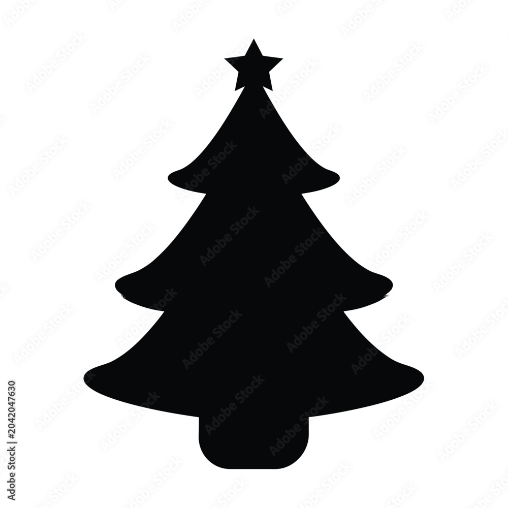 Fototapeta premium Simple Christmas Tree Silhouette with Star Icon