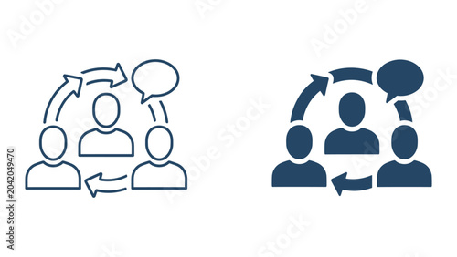 Foto Group discussion and team communication concept icon featuring people sharing th