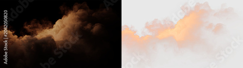 Photos Clouds with orange glow appearing in the sky at sunset hovering against a transp