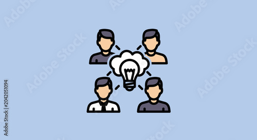 Teamwork and collaboration icon depicting idea generation and problem solving