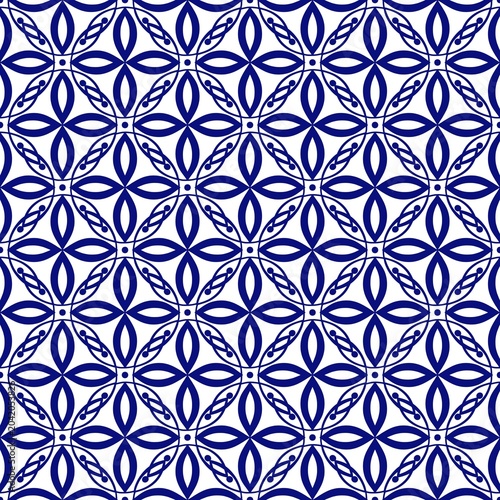 Indigo_Pattern 18/69 , Seamless Indigo Floral Pattern , Hand Drawn Abstract Floral Line