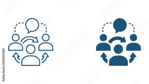 Foto Team communication and group interaction icon set featuring speech bubbles and c