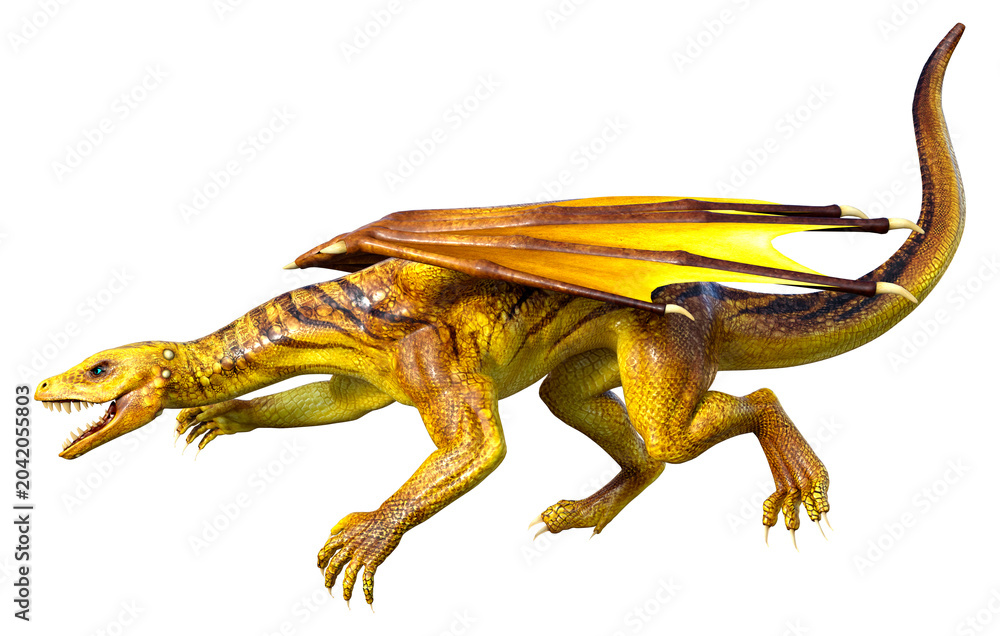 Fototapeta premium 3D Rendering Fairy Tale Dragon on White