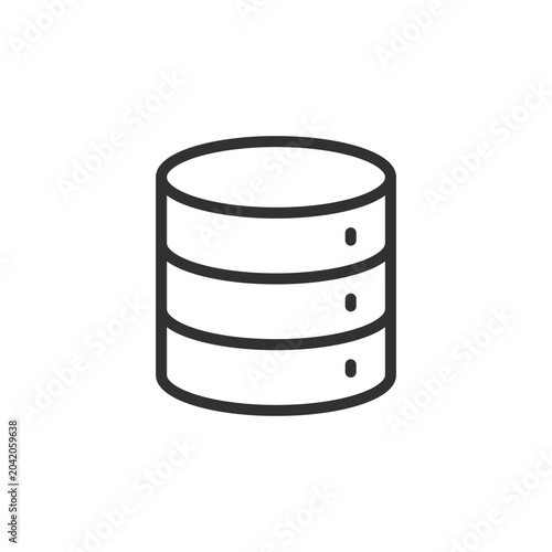 Database stack, linear style icon. Data storage and server system. Editable stroke width