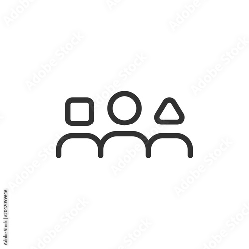 Diverse group of people, linear style icon. Inclusion and community diversity. Editable stroke width