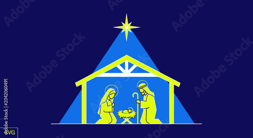 Fotografie Holy Family in Manger Scene.