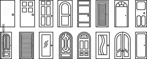 Photos door collection vector sixteen door silhouettes arch louvered set pack
