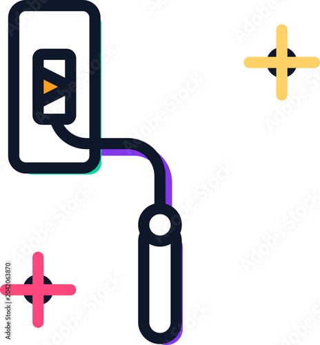 Fotografi Modern minimalist flat icon representing a professional smartphone gimbal stabil