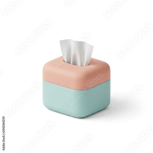 Modern Two Tone Tissue Box Dispenser Isolated on White Background.