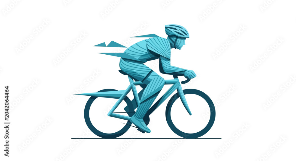 Fototapeta premium Cyclist Riding Bicycle with Speed Lines - Dynamic Sport Illustration