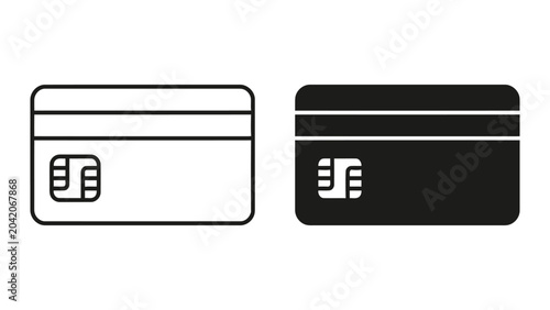 фотографія Financial smart chip credit card icon set for secure payment and digital banking
