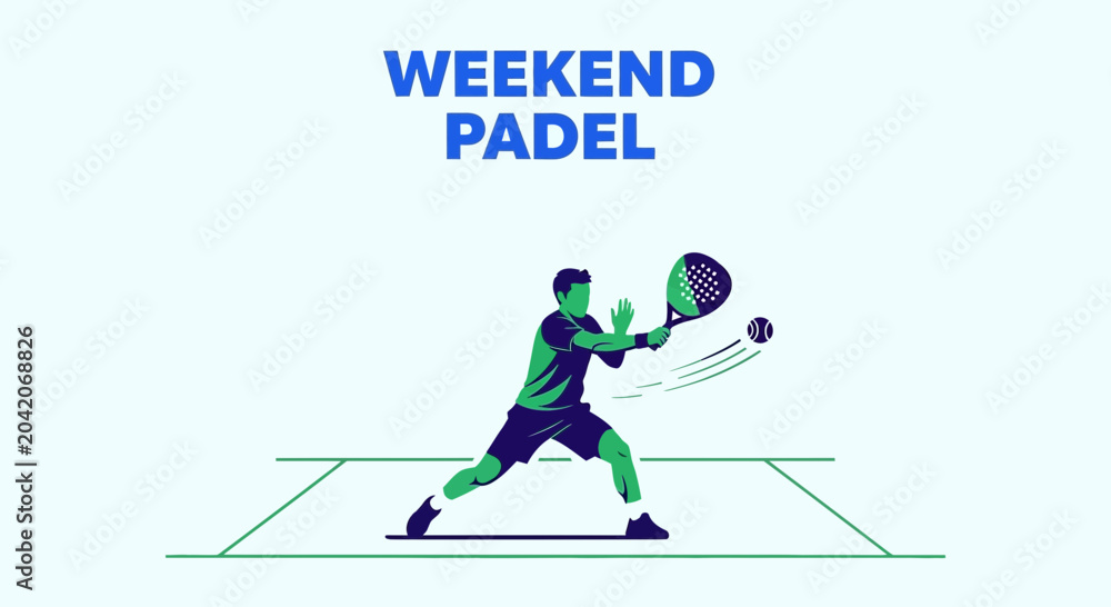Obraz premium Weekend Padel Action: Dynamic Illustration of a Player Hitting the Ball During a Match