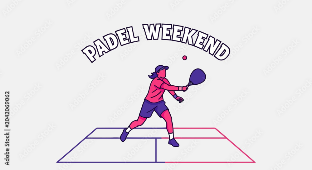 Fototapeta premium Vibrant Padel Action Illustration Depicting Weekend Fun and Sportive Competition