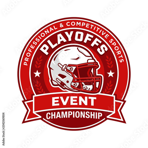 Vibrant Championship Emblem Design for American Football Playoff Tournament and Event Display