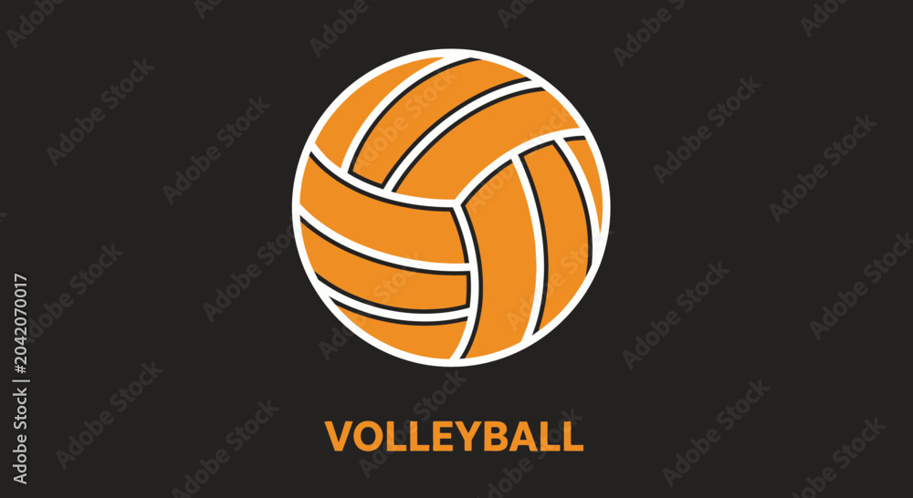 Fototapeta premium Volleyball Logo Design Featuring Orange Ball Against Black Background For Dynamic Appeal