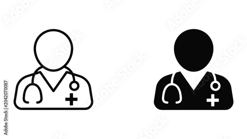 Fotografía Doctor icon set with stethoscope and medical coat for healthcare provider profil