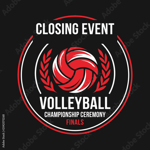 Volleyball Championship: Closing Event Emblem Showcasing Sport Spirit and Final Ceremony