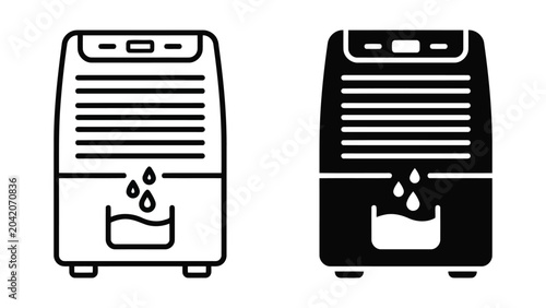 Tableau sur toile Air purifier or humidifier icons with water tank and liquid flow details in line