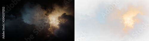 Foto Clouds form and move in the sky with light appearing through gaps during the day