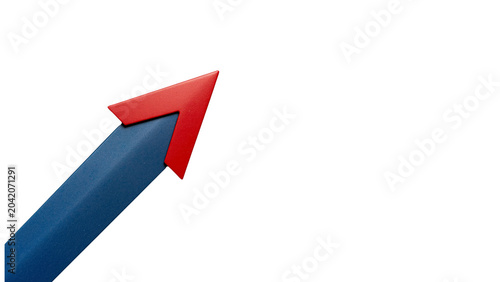 A modern graphic design depicting a thick blue line transforming into a sharp red arrow pointing diagonally upward and to the right