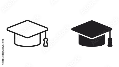 Foto Academic graduation cap icon set with tassel representing education achievement